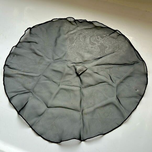 Semi sheer black polyester round pocket square or handkerchief - Picture 1 of 5